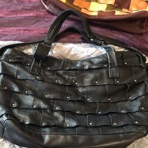 B MAKOWSKY BLACK STUDDED Patchwork handbag Large! 🖤